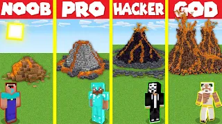 Minecraft Battle: LAVA VOLCANO BASE HOUSE BUILD CHALLENGE - NOOB vs PRO vs HACKER vs GOD / Animation