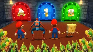 Mario Party 9 MiniGames - Mario Vs Spider Man Vs Luigi Vs SpongeBob (Master Difficulty)