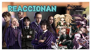 los personajes de merlina reacciónan danganronpa