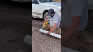 Cutting sewer pipe with concrete blade on angle grinder #dewalt #excavation #improvisation