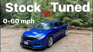 0-60 Stock vs Stage 2 Tune with KTuner 10th Gen 2016 Honda Civic 1.5L Turbo CVT Touring