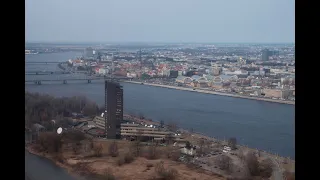 Rīga no Kosmosa Putna Lidojuma, Riga Latvija no Augšas Aeronautika Foto 2015, HD