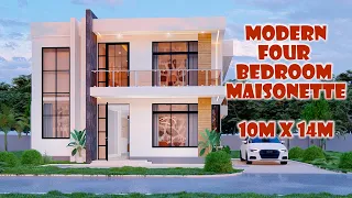 Modern 4 bedroom Maisonette/ Simple house design/ 10mx14m/( FLAT ROOF HOUSE)