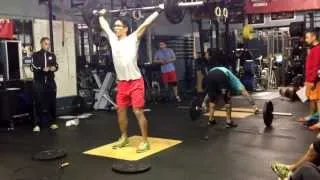 2014 CrossFit Opens 14.1. It is a 10 AMRAP of 30 Double-Unders and 15 Power Snatches, 75lbs