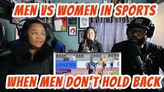 (My Wife and Sister React) Men vs Women In Sports #1 | REACTION