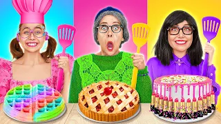 DESAFÍO DE COCINA DE LA ABUELA VS. YO VS. MAMÁ || Divertidos trucos de cocina de 123GO! FOOD