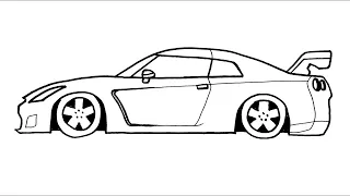 How to Draw a Nissan Gtr Sports Car - How to Draw a Sports Car Easy [2022]