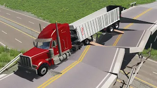 Collapsing Bridge Pileup Crashes 25 | BeamNG.drive