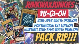 Yugioh Portuguese Blue Eyes White Dragon 1st Edition pack break hunting for Blue Eyes White Dragon