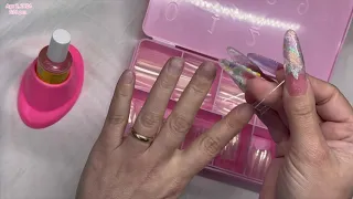 Slightly Curved Nails]Watch Me Do My Nails] #spring #nails #acrylicapplication