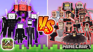 【VS】Titan TV Man Team VS All Skibidi Toilets in Minecraft PE with Craft Mods, who is strongest?