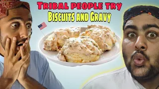 Tribal People try Biscuits and Gravy for the first time!