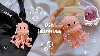 ♡ Crochet No-Sew Jellyfish and Octopus Tutorial | ocean (bag) charms ♡