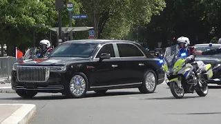 convoy of President  Xi Jinping and Peng Liyuan his wife in Paris