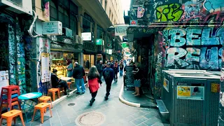 Walking Anzac Day Melbourne CBD Autumn 2024 | Melbourne City Street People Ambience