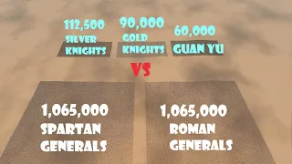 2,130,000 Roman & Spartan Generals vs 262,500 Silver & Gold Knights & Guan Yu | UEBS 2