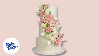 Simple Wedding Cake With Gumpaste Flowers