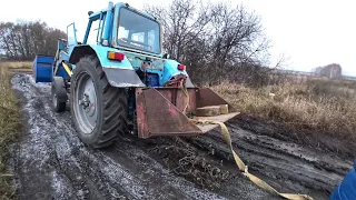 Эвакуация Глеба на МТЗ 80 из грязи. Деревенский движ у пряников