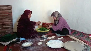 Cooking Ashak in the Village, Ashak is one Famous food in Afghanistan.