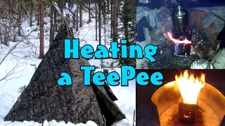 Heating a Tarp Teepee Using the G2- 5" Folding Firebox Stove - Teepee Winter Campout Part 3