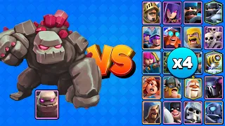 GOLEM vs TODAS LAS CARTAS X4 | ¿Cuánto tardan en destruirlo? | Clash Royale