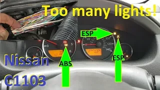 Nissan Pathfinder 2007 ABS and ESP lights on, error C1103. Fault finding and repair.