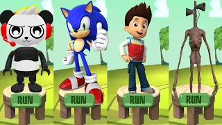 Tag with Ryan vs Sonic Dash vs Paw Patrol Rider vs Siren Head Runner Android Gameplay