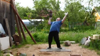 34+32 KG KETTLEBELLS BOTTOM UP STACKED ONE HAND PRESS ЖИМ НАПОПА ГИРИ НА ГИРЕ 34+32 КГ