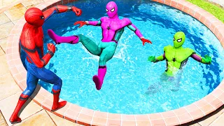 GTA 5 Rainbow Spiderman Falling Into Pool (Spider-Man Jumps & Ragdolls) #7