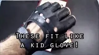 Fioretto Mens Half Finger Deerskin Leather Fingerless Driving Gloves Motorcycle Backless Velcro U