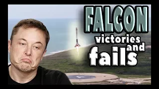 НЕВЕРОЯТНЫЕ КАДРЫ SpaceX: Посадка - крушение ракет Falcon | Falcon Crash and landing SpaceX 2018