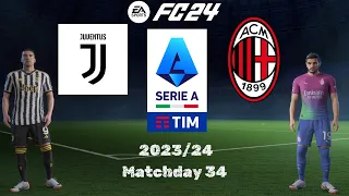 Juventus vs Milan | FC 24 | Serie A 23/24 Full Match Gameplay | PS5™ [4K60]