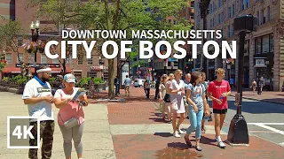 [4K] BOSTON TRAVEL - Downtown Boston, Washington Street & State Street, Massachusetts, USA, Travel