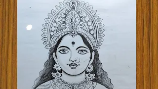 how to draw ma laxmi face easy pencil sketch step by step,laxmi thakur drawing,laxmi devi drawing,