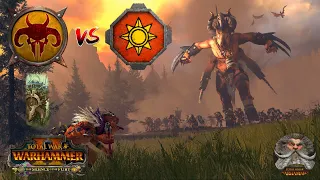Double Ghorgon vs Double Ancient Stegadon! Lizardmen vs Beastmen | Total War: WARHAMMER II