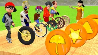 Scary Teacher 3D vs Squid Game WoodWheel vs Domino Honeycomb Candy Shape Level Max 5 Times Challenge