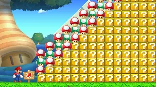 Can Mario Jump over 999 Item Blocks and Collect 999 1 Up/Mushrooms in New Super Mario Bros. Deluxe?