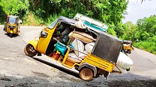 TukTuk Autorickshaw 3 Wheeler Going Up with Travelers on Hilly Road | Auto Videos | Tuk Tuk Racing