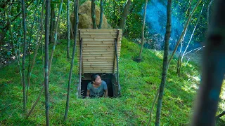 Girl Living Off Grid Built The World Most Secret Underground Tunnel Villa, Girl Solo Bushcrafts Camp