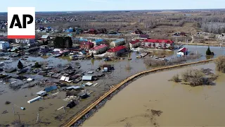 River Ishim in Russia rises to new record level, flooding another village