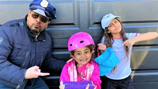 Police with Deema and Sally  learn safety rules for kids