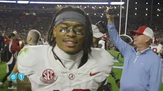 Alabama celebrates after epic Iron Bowl win; Jalen Milroe, Nick Saban & Rammer Jammer