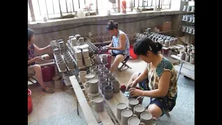 Производство керамических кружек в Китае 2009 год. Бэнбу. Ceramic cups production in China 2009.