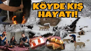 KÖYDE SABAHA KARLA UYANDIK|KÖYDE ÇETİN KIŞ ~SOBA BAŞI KEK ZAMANI