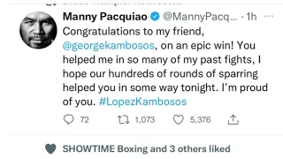 Manny pacquiao message to kambosos after Teofimo lopez fight