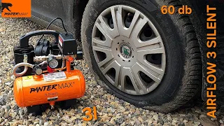 Silent 2-cylinder mini compressor Pantermax Airflow 3. How to inflate car tires??