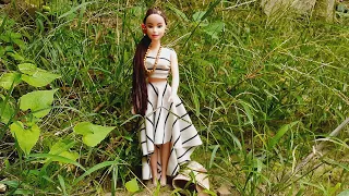 doll long skirt and top making/ easy doll dress/ payel art and craft apd