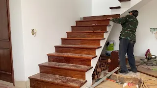 New-style wooden stairs construction technology is beautiful and easy to construct