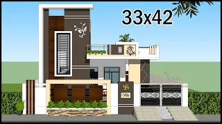 33'-0"x42'-0"  3 Room 3D House Plan | Modern Villa Design | Gopal Architecture