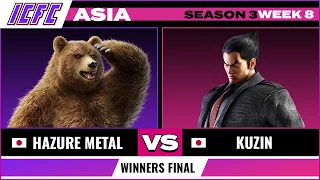 Winners Final Hazure Metal (Kuma/Gigas) vs Kuzin (Kazuya): ICFC Tekken Asia Season 3 Week 8